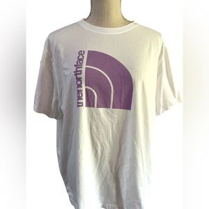 The North Face White and Purple Short Sleeve Tee
